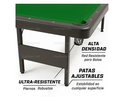Mesa de billar con patas de acero plegables - paño verde - tamaño: 7 ft.